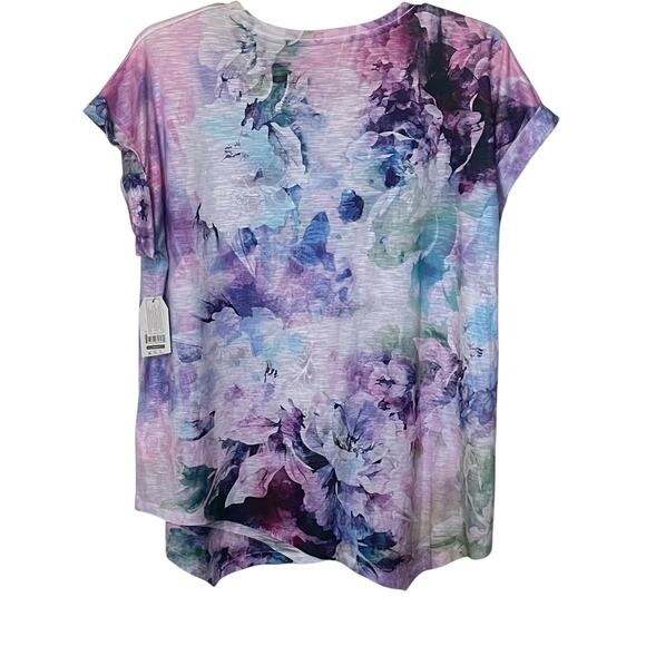 TIME & TRU CAP SLV ROUND NECK BLOUSE, WOMENS, XXL/2XL/20, PINK PURPLE BLUE GRN - Picture 4 of 12